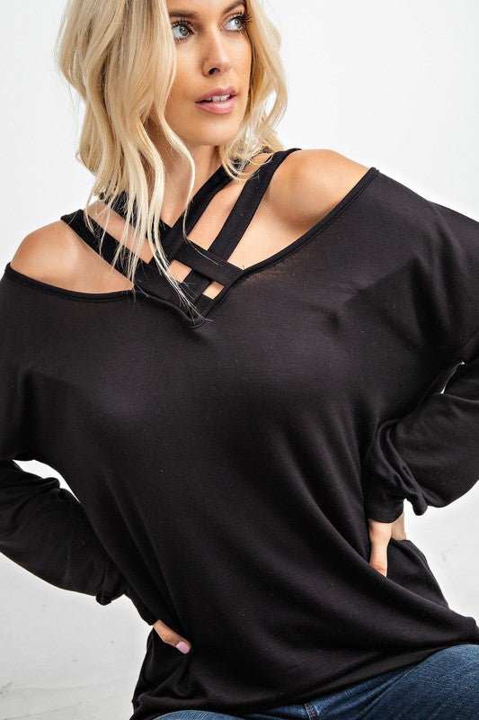 Crisscross Neck Long Sleeve - Fashion Bop