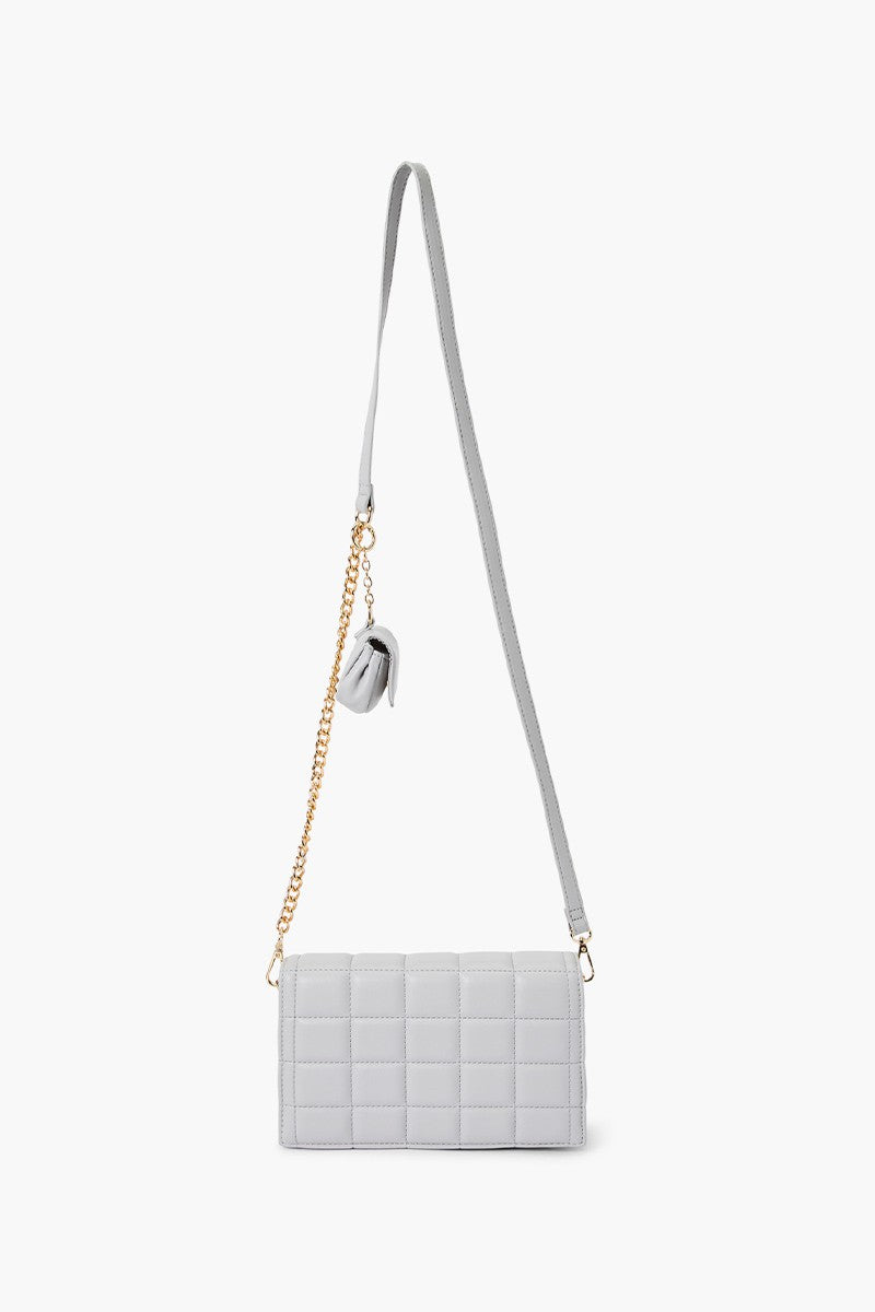 Light Gray Quilted Crossbody - Fashion Bop