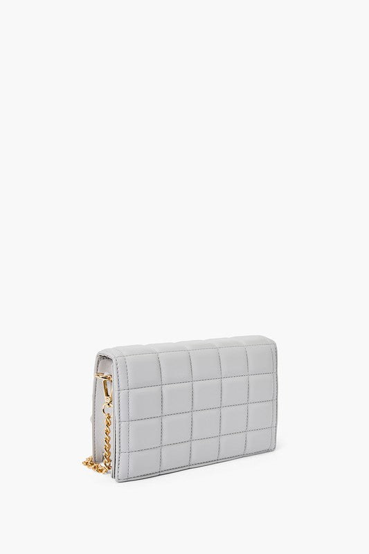 Light Gray Quilted Crossbody - Fashion Bop