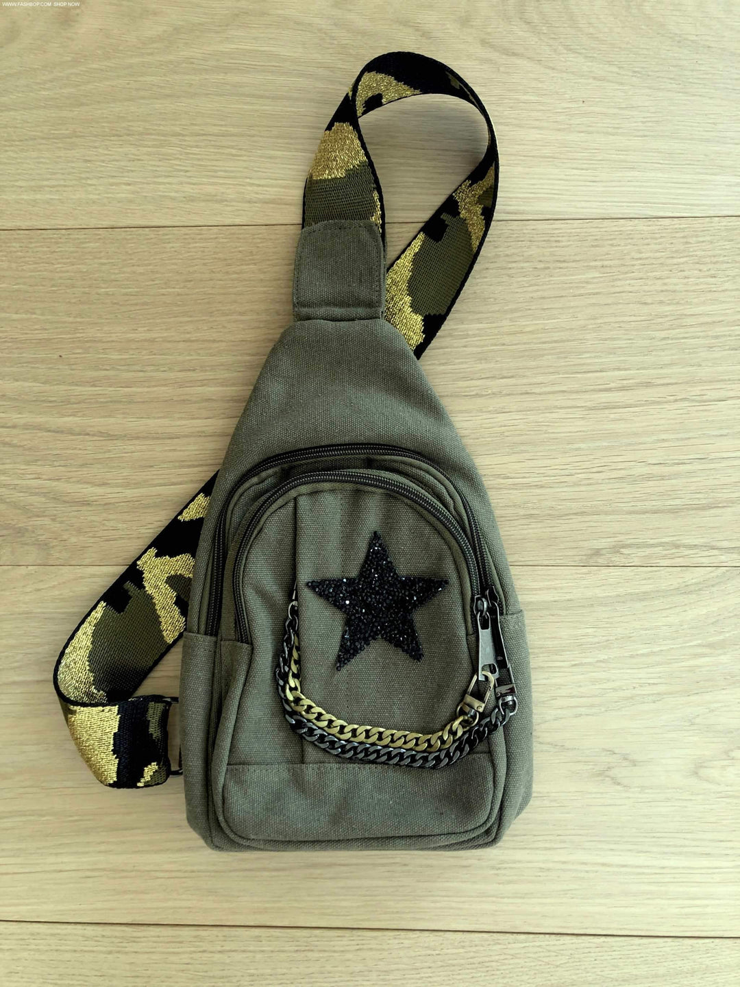 Military Glam Crossbody Mini Backpack-FASHBOP