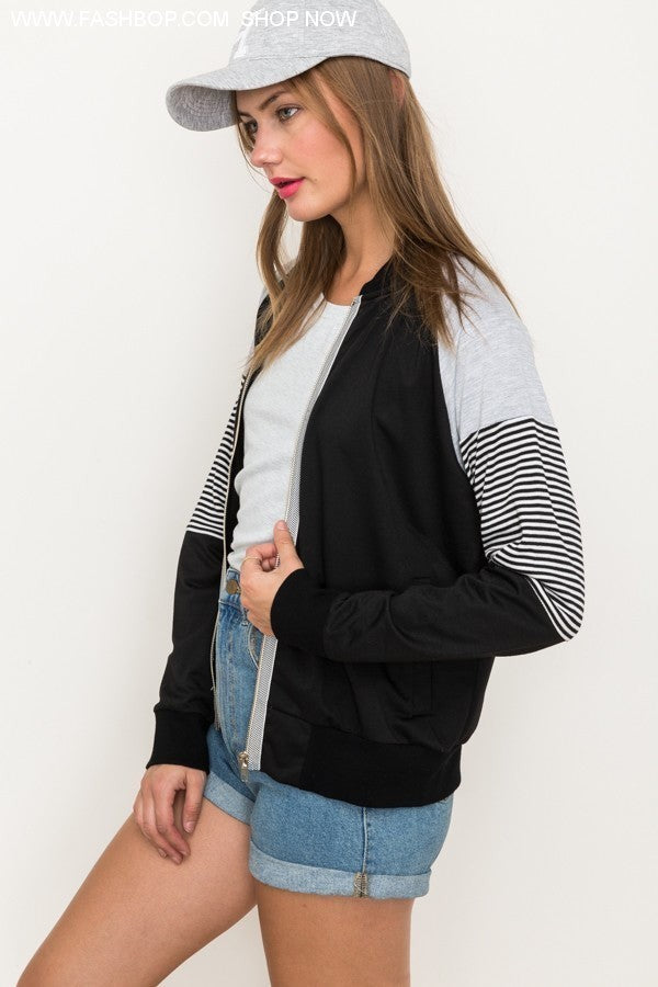 Lightweight Sporty Color Block Jacket,,