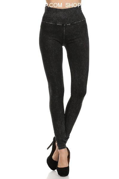 Black Mineral Washed Legging - Fashion Bop