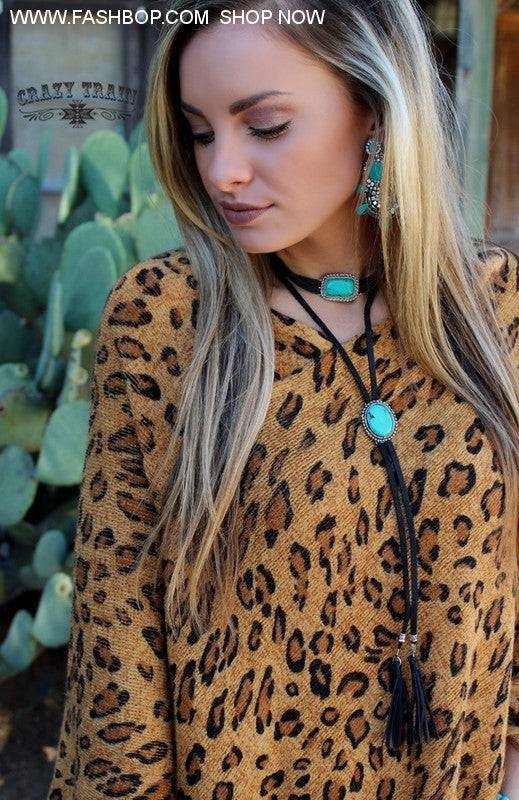 Leather And Turquoise choker - Fashion Bop