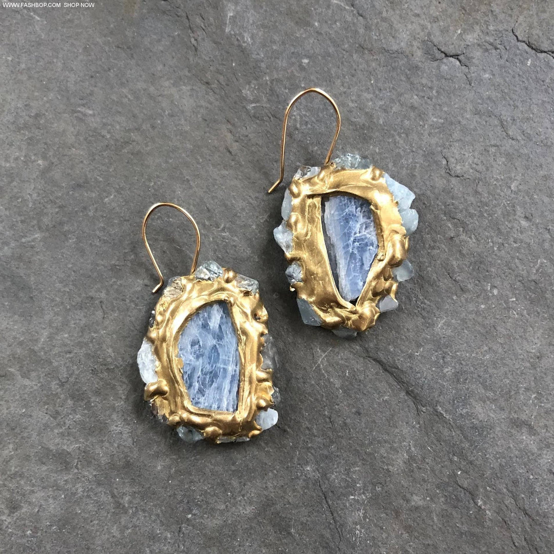 Statement Tranquility Aquamarine Earrings - Fashion Bop