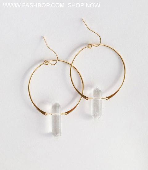 Ultimate Healing Crystal Clear Quartz Hoop - Fashion Bop