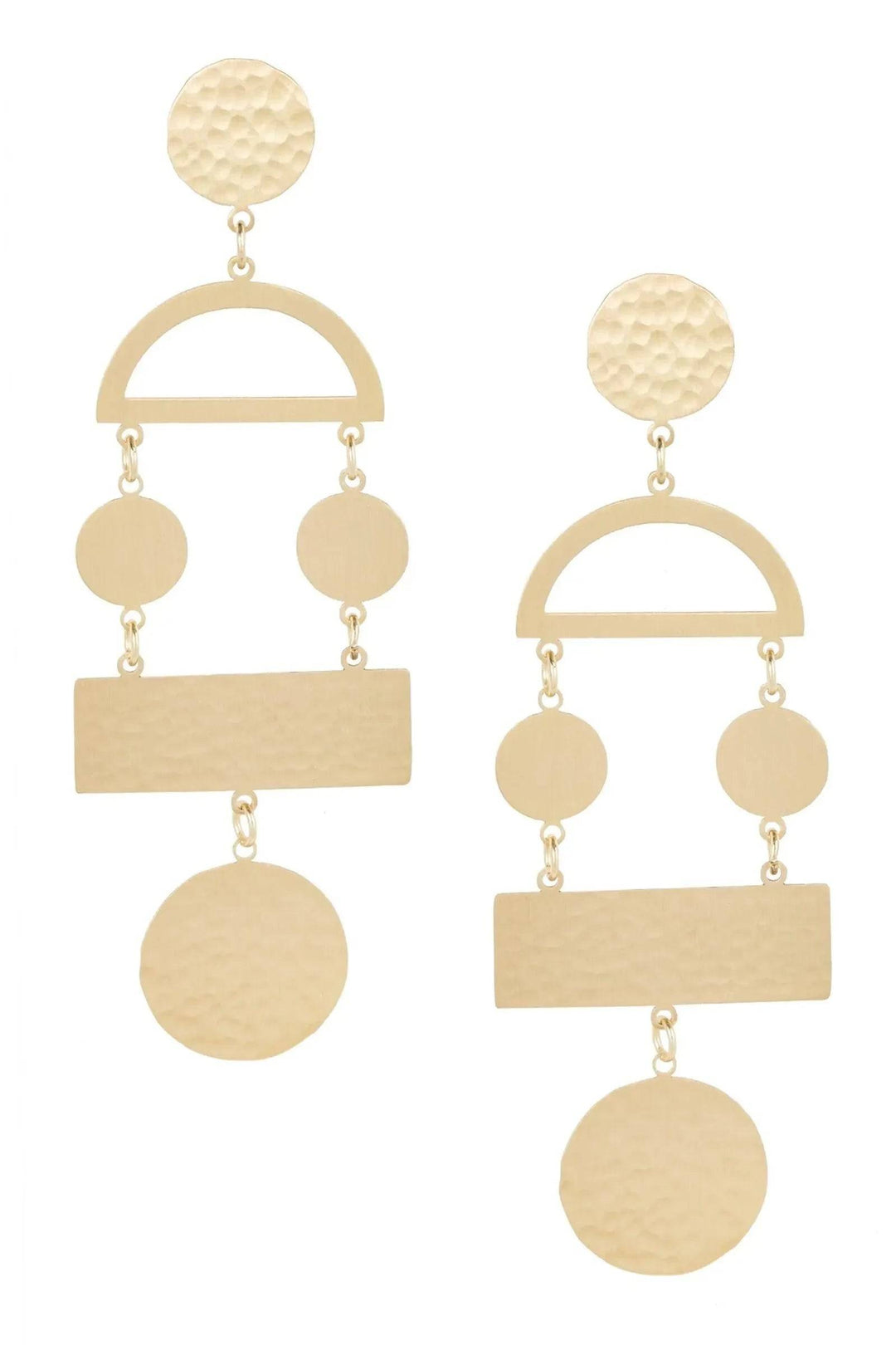 Gold Hammered Statement Earring - Fashion Bop