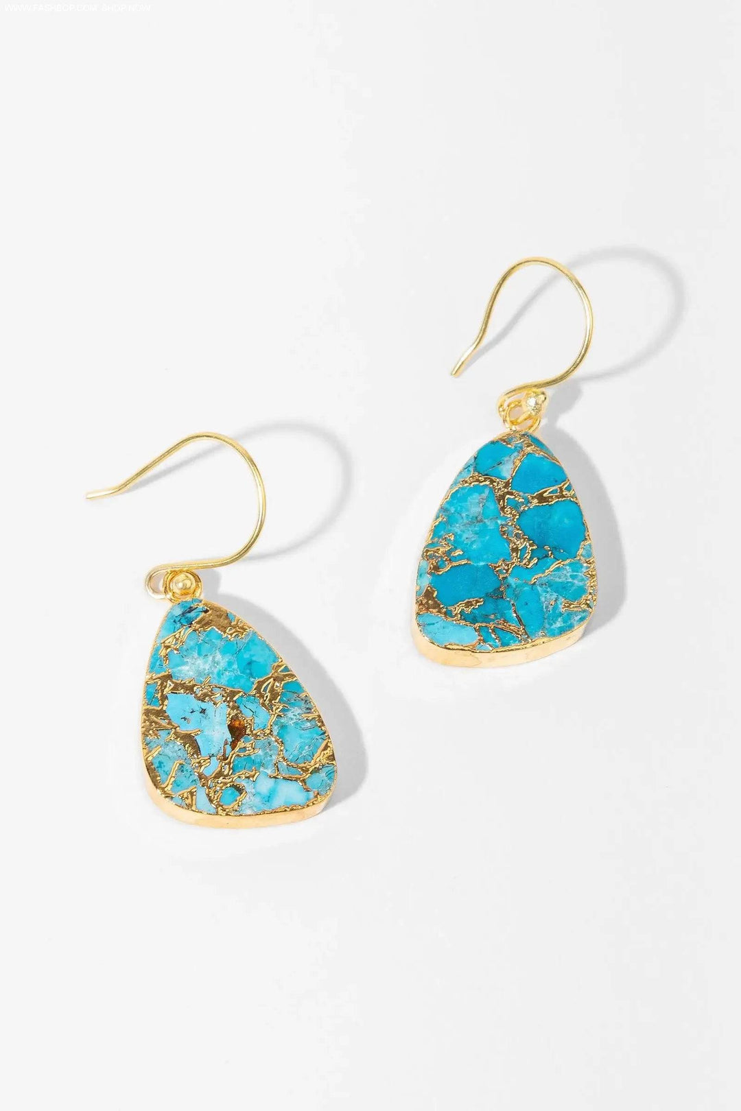 Positive Energy Turquoise 18K Gold-plated dainty earrings - Fashion Bop