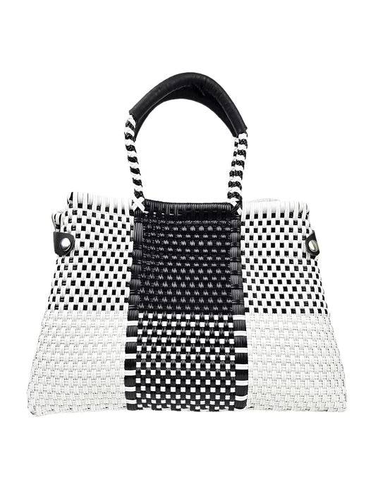 Sustainable Lux Black & White Color-block Handbag - Fashion Bop