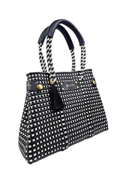 Sustainable Lux Black & White Handbag - Fashion Bop