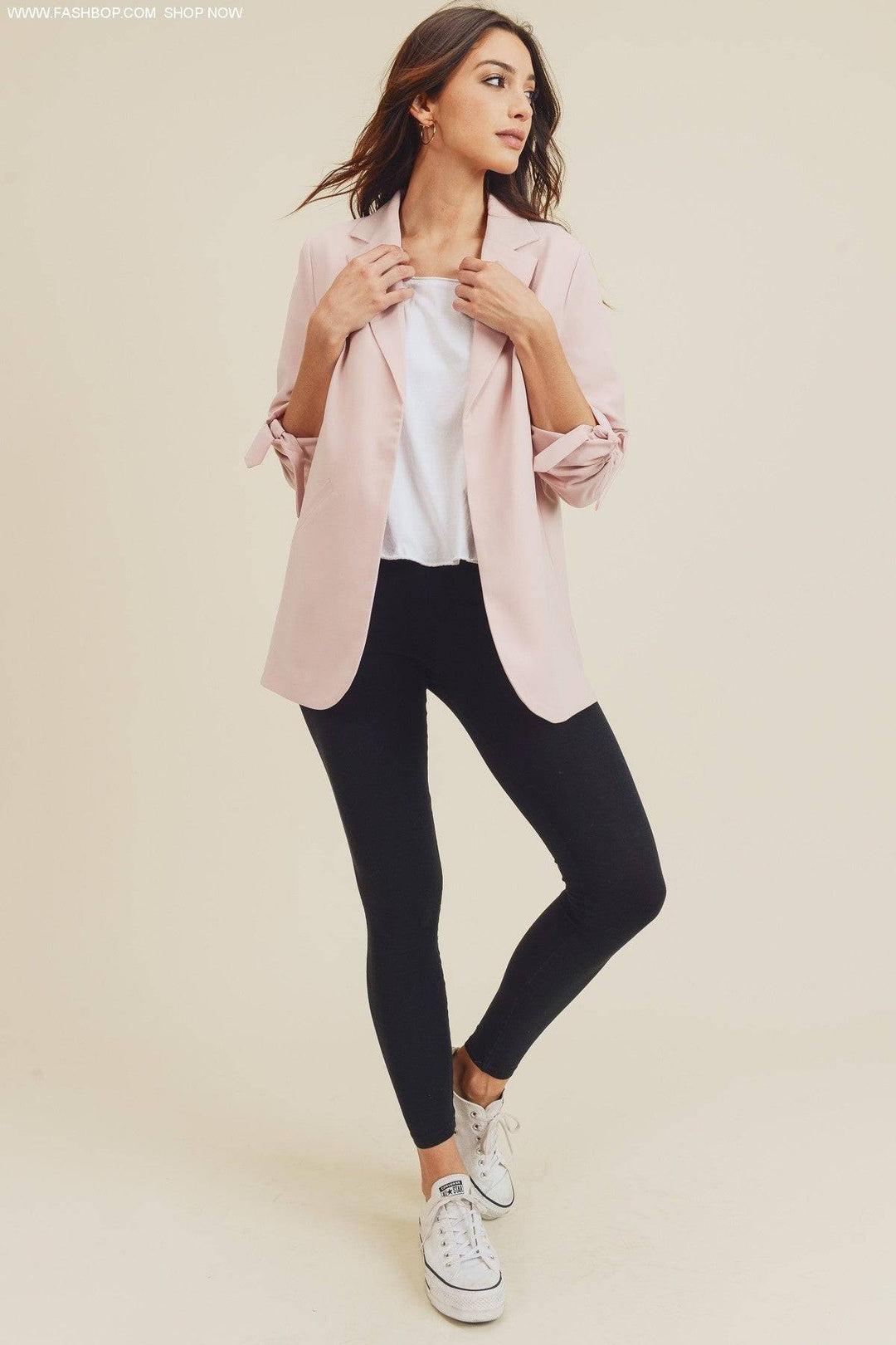 PINK PERFECTION RUCHED SLEEVE BLAZER - Fashion Bop