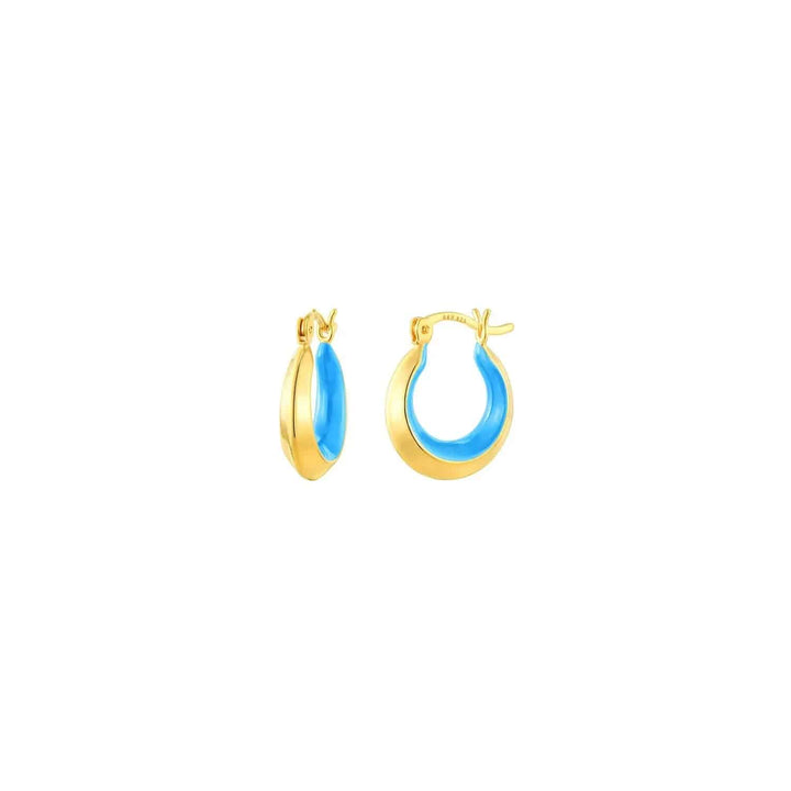 18k Gold Platted Turquoise Enamel Duo Hoop - Fashion Bop