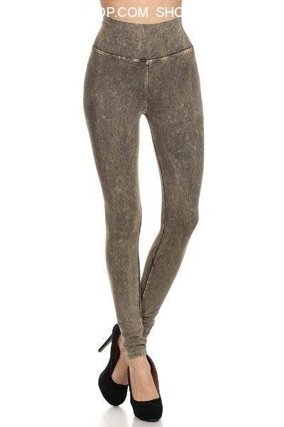 Gray Mineral Washed Legging - Fashion Bop