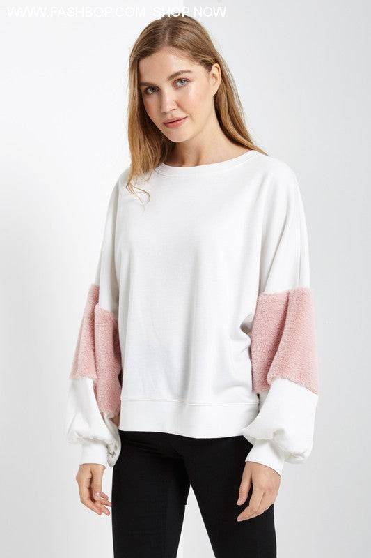 Balloon Sleeve Sweatshirt - Fashion Bop