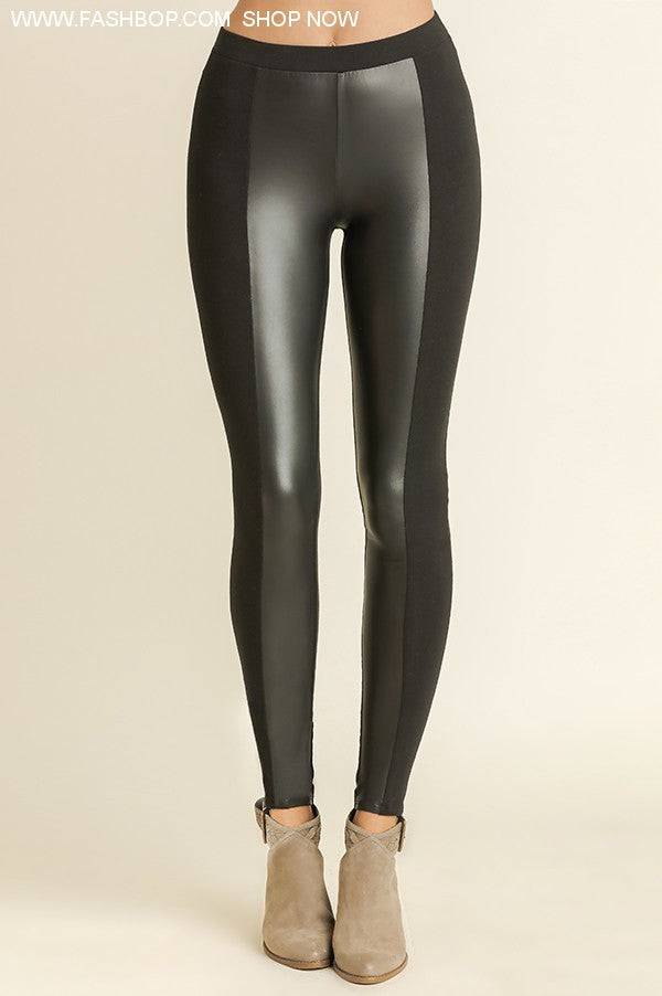 Black on Black Faux Leather Legging - Fashion Bop