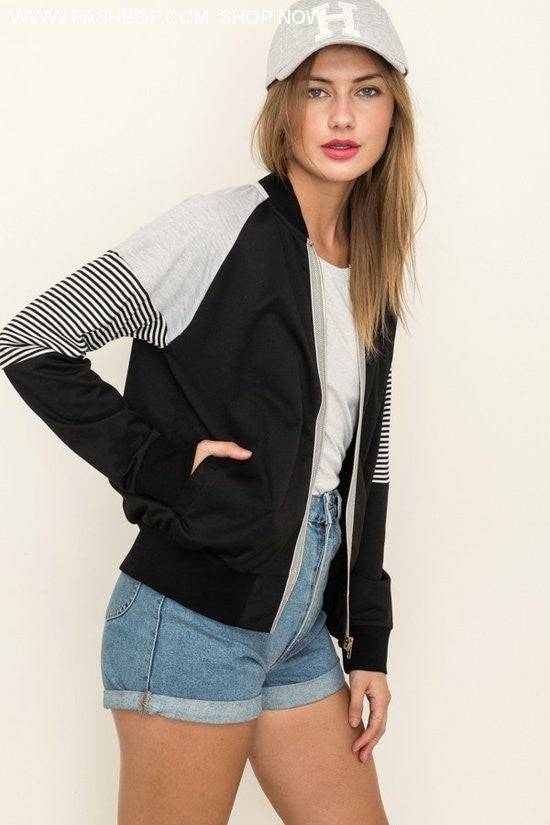 Lightweight Sporty Color Block Jacket - Fashion Bop