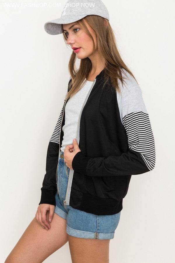 Lightweight Sporty Color Block Jacket - Fashion Bop