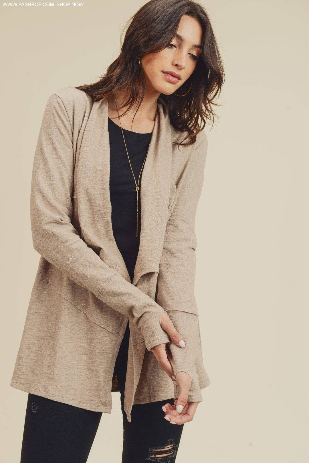 Nude Boho Cardigan - Fashion Bop