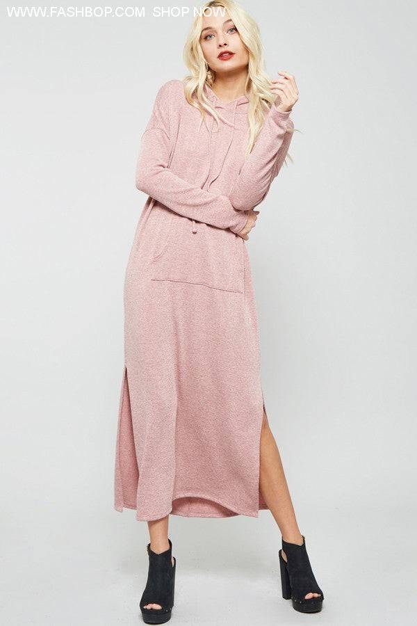 Pink Sweatshirt Dress - Fashion Bop