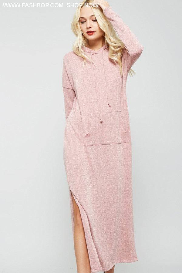 Pink Sweatshirt Dress - Fashion Bop