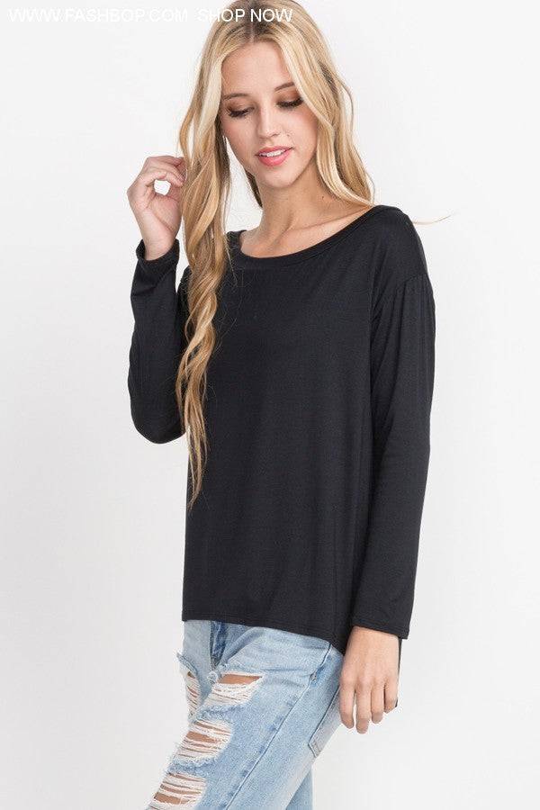 Black Off The Shoulder Long Sleeve - Fashion Bop