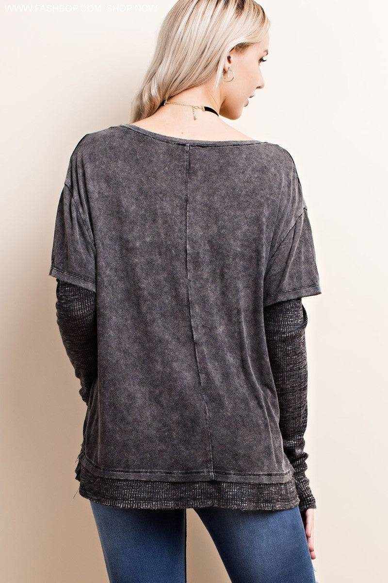 Mineral Washed Long Sleeve - Fashion Bop