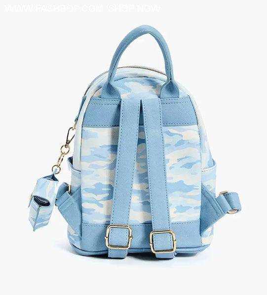 Sky Blue Mini Camo Backpack - Fashion Bop